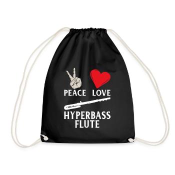 Peace Love Hyperbass Flute Instrument - Drawstring Bag - black - Front