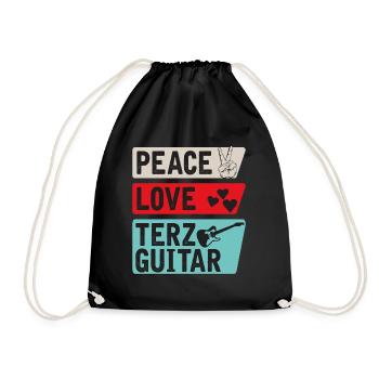 Peace Love Terz Guitar Instrument Music - Drawstring Bag - black - Front