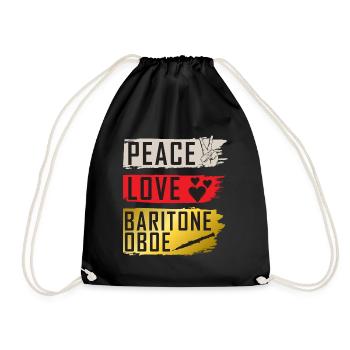 Peace Love Baritone Oboe Instrument - Drawstring Bag - black - Front