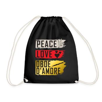 Peace Love Oboe D'Amore Instrument - Drawstring Bag - black - Front