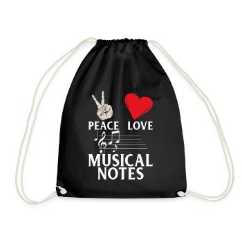 Peace Love Notes de musique Notes de musique - Sac de sport léger - noir - Devant