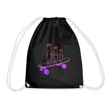 Skateboard Meerkat Skater Skateboarding - Sac de sport léger - noir - Devant