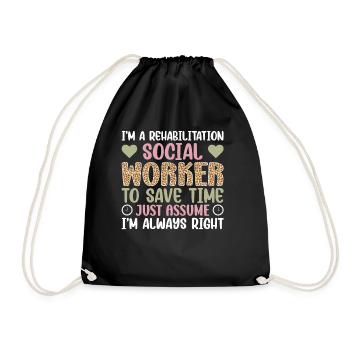 Rehabilitation Social Worker Occupation Job Rehab - Drawstring Bag - black - Front