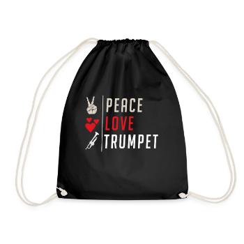Peace Love Trumpet Music Instrument - Turnbeutel - Schwarz - Vorne