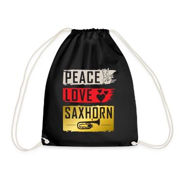 Peace Love Saxhorn Musical Instrument - Turnbeutel - Schwarz - Vorne
