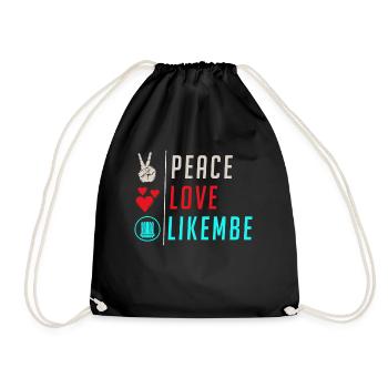 Peace Love Likembe Musical Instrument - Turnbeutel - Schwarz - Vorne