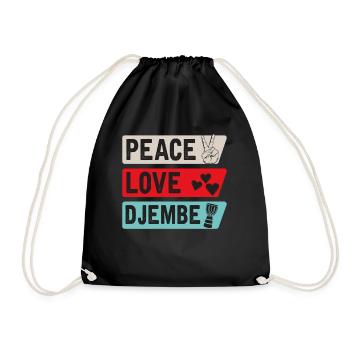 Peace Love Djembé Instrument de tambour - Sac de sport léger - noir - Devant
