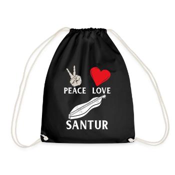 Peace Love Santur Music Instrument - Turnbeutel - Schwarz - Vorne