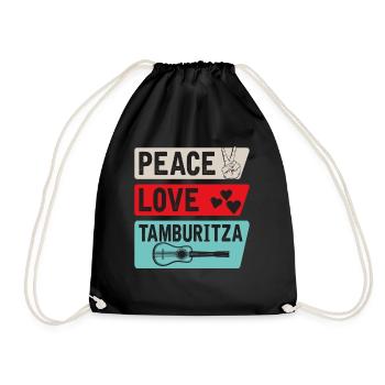 Peace Love Tamburitza Music Instrument - Turnbeutel - Schwarz - Vorne