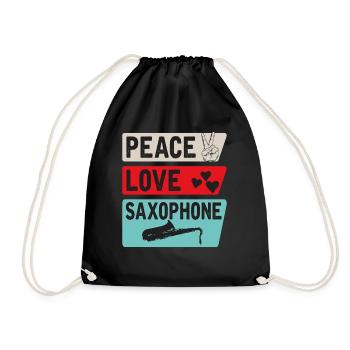 Peace Love Saxophone Marching Band - Sac de sport léger - noir - Devant