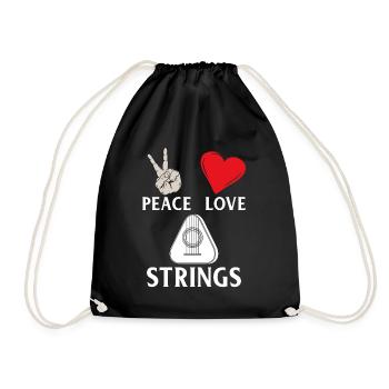 Peace Love Strings Musicla Instrument - Turnbeutel - Schwarz - Vorne