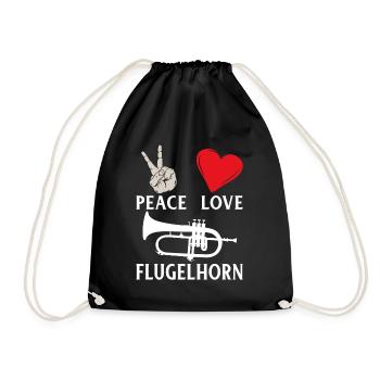 Peace Love Flugelhorn Music Instrument - Turnbeutel - Schwarz - Vorne