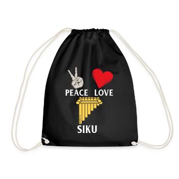 Peace Love Siku Musical Instrument - Turnbeutel - Schwarz - Vorne