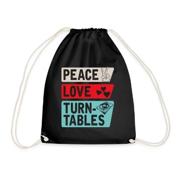 Peace Love Turntables Music Instrument - Turnbeutel - Schwarz - Vorne