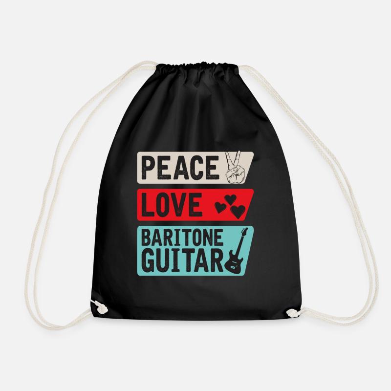 Peace Love Baritone Guitar Instrument - Turnbeutel - Schwarz