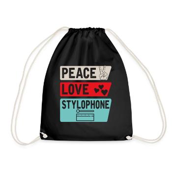 Peace Love Stylophone Instrument de musique - Sac de sport léger - noir - Devant