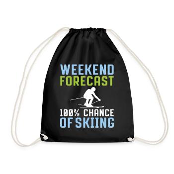 Wochenend Vorhersage 100% Chance Zum Skifahren - Turnbeutel - Schwarz - Vorne