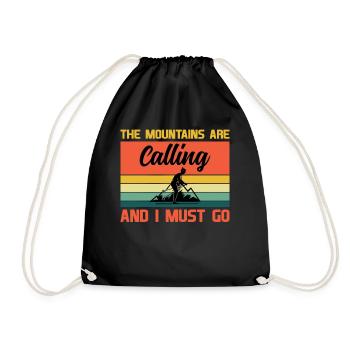The mountains call and I have to go - Skiing - Drawstring Bag - black - Front