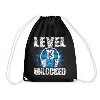 Level 13 Unlocked Birthday Gift 13 years - Drawstring Bag - black - Front