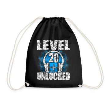 Level 20 Unlocked Birthday Gift 20 Years - Drawstring Bag - black - Front