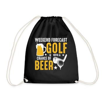 Wochenend Prognose Golf Mit Aussicht Auf Bier - Turnbeutel - Schwarz - Vorne