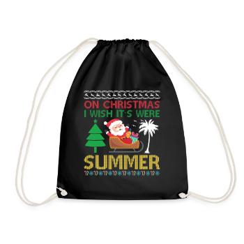 An Weihnachten Wünschte Ich Es Wäre Sommer - Turnbeutel - Schwarz - Vorne