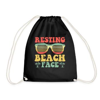 Ruhendes Strandgesicht - Sommerferien - Turnbeutel - Schwarz - Vorne