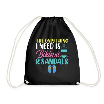 The only thing I need, bikini and sandals - Drawstring Bag - black - Front