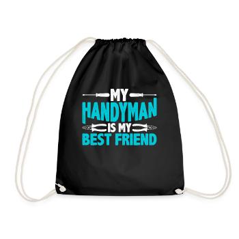 Mein Handwerker Ist Mein Bester Freund Handwerker - Turnbeutel - Schwarz - Vorne