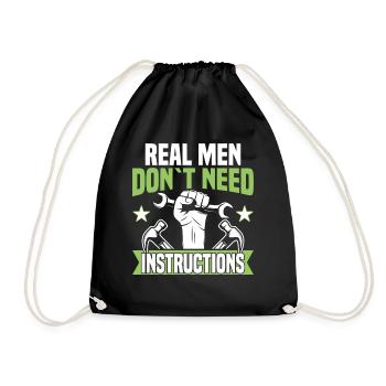 Real men don't need guidance - DIY enthusiasts - Drawstring Bag - black - Front