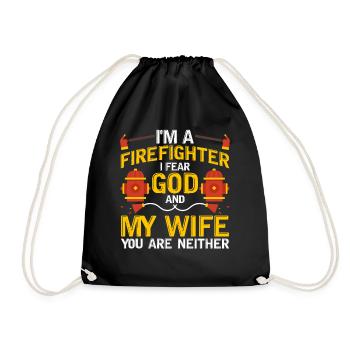 Fireman I fear God and my wife - Drawstring Bag - black - Front
