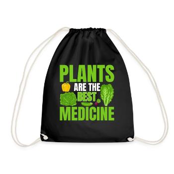 Plants are the best medicine - vegetarians - Drawstring Bag - black - Front