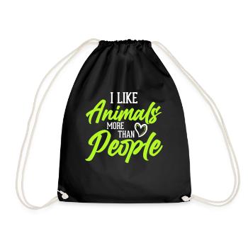 Ich Mag Tiere Mehr Als Menschen - Vegan - Turnbeutel - Schwarz - Vorne