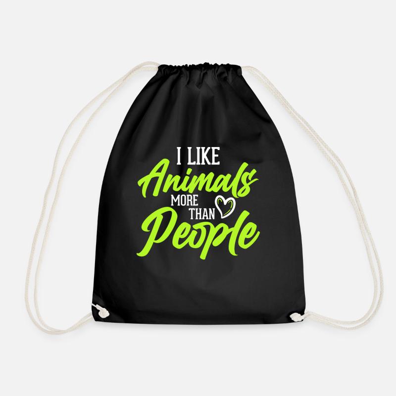 Ich Mag Tiere Mehr Als Menschen - Vegan - Turnbeutel - Schwarz