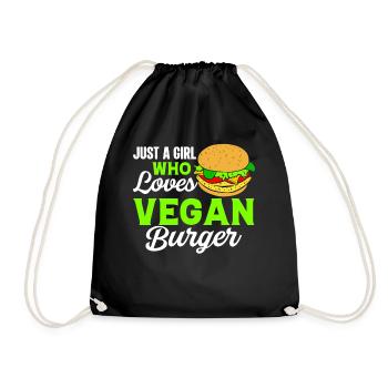 Only a girl who loves vegan burger Vegan Girl - Drawstring Bag - black - Front