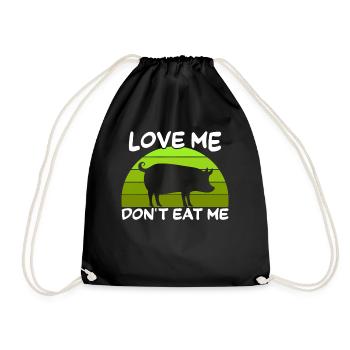 Aimez-moi ne me mangez pas - dicton végétalien - Sac de sport léger - noir - Devant