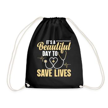 It's a beautiful day to save lives - Drawstring Bag - black - Front