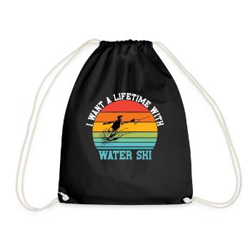 I want to water ski for a lifetime - Drawstring Bag - black - Front