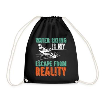 Waterskiing is my escape from reality - Drawstring Bag - black - Front