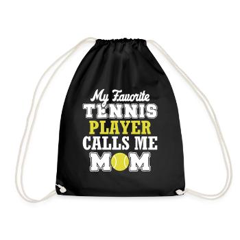 My favorite tennis player calls me mom - Drawstring Bag - black - Front