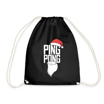 Ping Pong Christmas Hat Table Tennis Bat - Drawstring Bag - black - Front