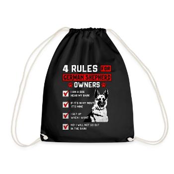 4 Rules for German Shepherd Owners - Drawstring Bag - black - Front