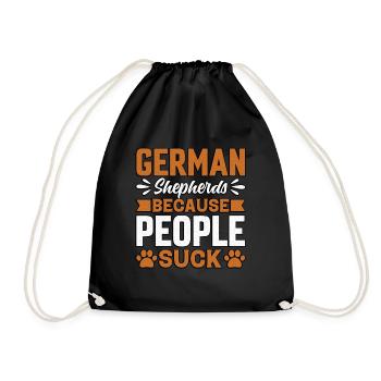 German Shepherds because People suck - Drawstring Bag - black - Front