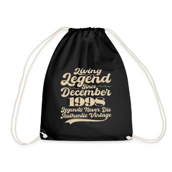 Once upon a time there was a legend. December 1998 Birth - Drawstring Bag - black - Front
