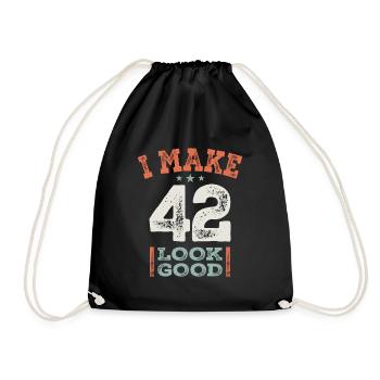 42 Birthday Funny 42 Years Old - Drawstring Bag - black - Front