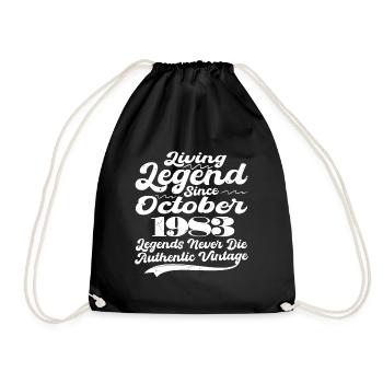 Once upon a time there was a legend. October 1983 Birth - Drawstring Bag - black - Front