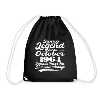 Once upon a time there was a legend. October 1964 Birth - Drawstring Bag - black - Front