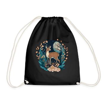 Cerf de Virginie Esthétique Cottagecore Fantasy Cerf - Sac de sport léger - noir - Devant