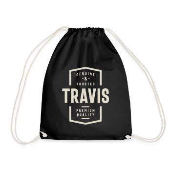 Travis Genuine and Trusted Travis Name - Drawstring Bag - black - Front