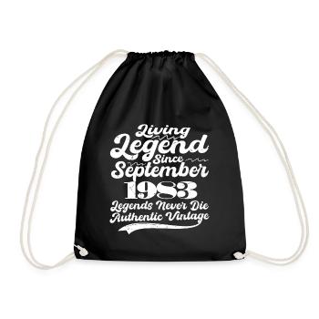 Once upon a time there was a legend. September 1983 Birth - Drawstring Bag - black - Front